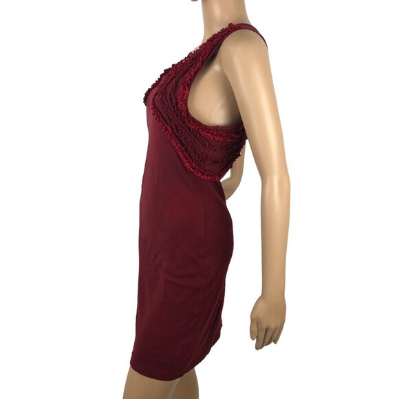Free People Red Knit Ruffle Mini Dress Sleeveless Bodycon Whimsigoth Romantic S - Picture 5 of 9
